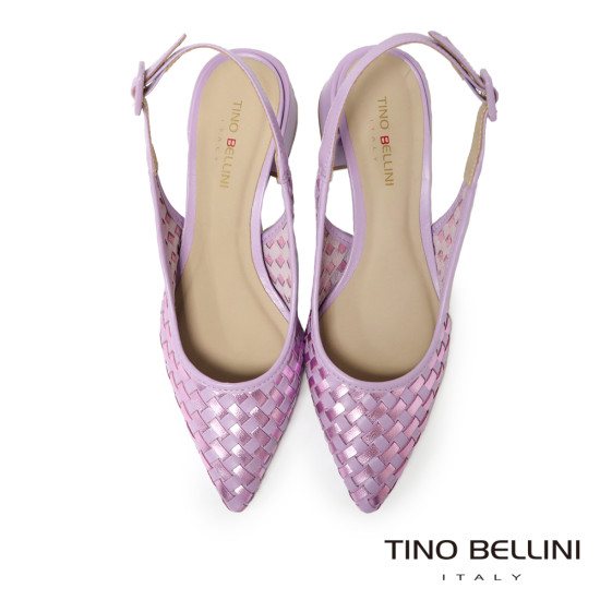 TINO BELLINI 巴西進口真皮尖頭編織造型高跟鞋FS1T013-8(紫色)