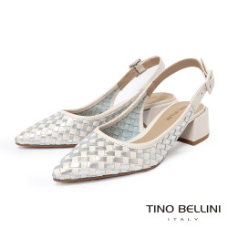 TINO BELLINI 巴西進口真皮尖頭編織造型高跟鞋FS1T013-D(銀色)
