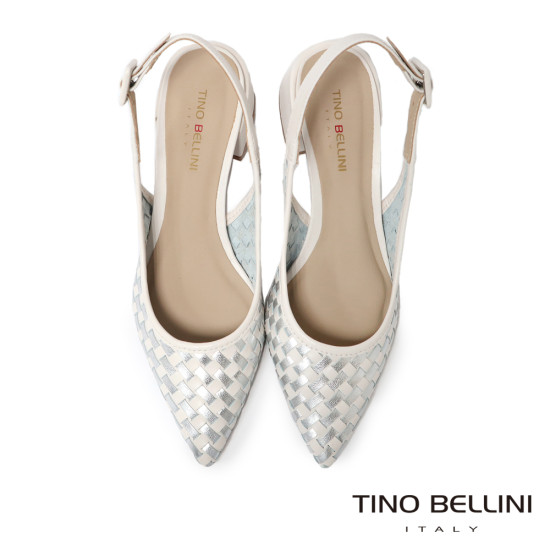 TINO BELLINI 巴西進口真皮尖頭編織造型高跟鞋FS1T013-D(銀色)
