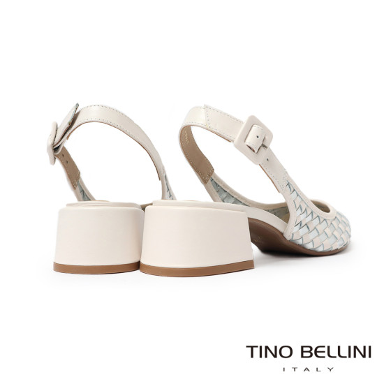 TINO BELLINI 巴西進口真皮尖頭編織造型高跟鞋FS1T013-D(銀色)