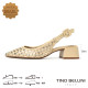 TINO BELLINI 巴西進口真皮尖頭編織造型高跟鞋FS1T013-F(金色)