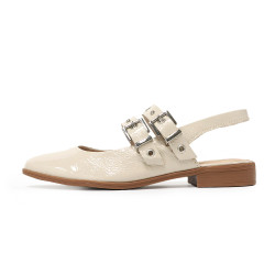 TINO BELLINI 貝里尼 巴西進口甜美個性鉚釘漆皮低跟娃娃鞋FS1T016-0(白色)