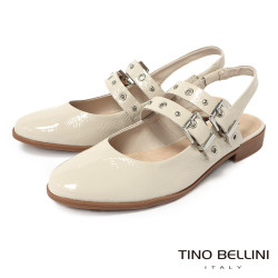 TINO BELLINI 貝里尼 巴西進口甜美個性鉚釘漆皮低跟娃娃鞋FS1T016-0(白色)