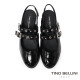 TINO BELLINI 貝里尼 巴西進口甜美個性鉚釘漆皮低跟娃娃鞋FS1T016-1(黑色)