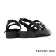 TINO BELLINI 貝里尼 巴西進口甜美個性鉚釘漆皮低跟娃娃鞋FS1T016-1(黑色)