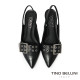 TINO BELLINI 貝里尼 巴西進口率性釦飾造型尖頭後扣帶低跟鞋FS1V004-1(黑色)
