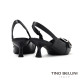 TINO BELLINI 貝里尼 巴西進口率性釦飾造型尖頭後扣帶低跟鞋FS1V004-1(黑色)