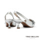 TINO BELLINI 貝里尼 巴西進口率性釦飾造型尖頭後扣帶低跟鞋FS1V005-D(銀色)
