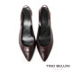 TINO BELLINI 貝里尼 巴西進口尖頭素面後繫帶粗跟鞋FS1V006-A(酒紅)