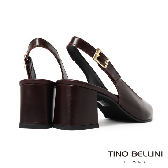 TINO BELLINI 貝里尼 巴西進口尖頭素面後繫帶粗跟鞋FS1V006-A(酒紅)