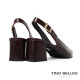 TINO BELLINI 貝里尼 巴西進口尖頭素面後繫帶粗跟鞋FS1V006-A(酒紅)