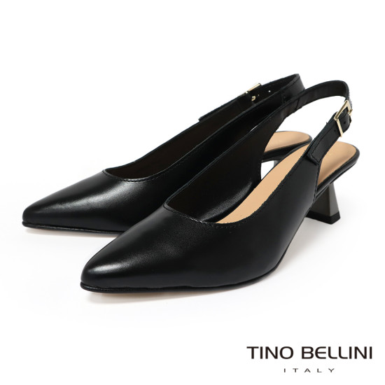 TINO BELLINI 義大利進口真皮尖頭典雅後空酒杯高跟鞋FS2T012-1(黑色)