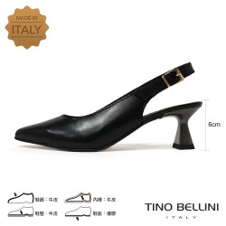 TINO BELLINI 義大利進口真皮尖頭典雅後空酒杯高跟鞋FS2T012-1(黑色)