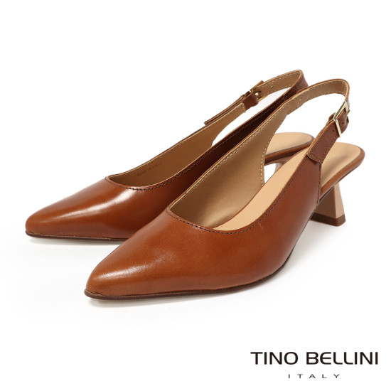 TINO BELLINI 義大利進口真皮尖頭典雅後空酒杯高跟鞋FS2T012-9(駝色)