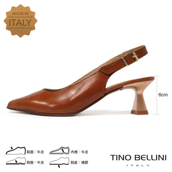 TINO BELLINI 義大利進口真皮尖頭典雅後空酒杯高跟鞋FS2T012-9(駝色)