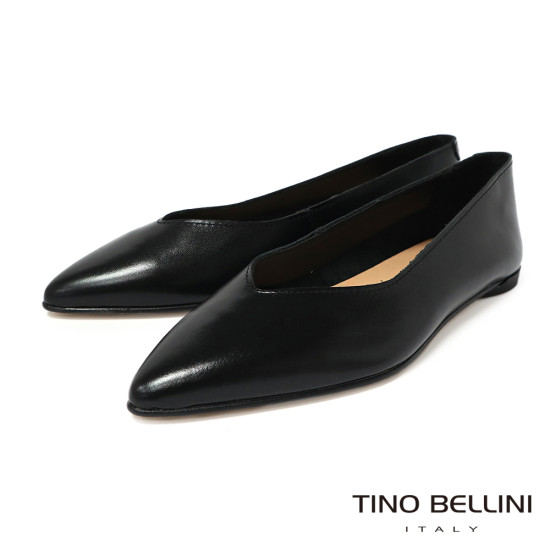 TINO BELLINI 貝里尼 義大利進口真皮尖頭平底鞋FSBV024-1(黑色)