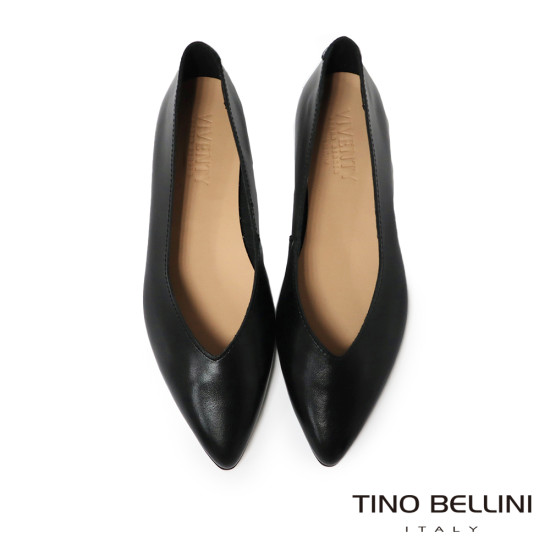 TINO BELLINI 貝里尼 義大利進口真皮尖頭平底鞋FSBV024-1(黑色)