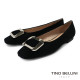TINO BELLINI 貝里尼 進口羊皮簡約方型飾釦娃娃鞋芭蕾舞鞋FSBV026-1(黑色)