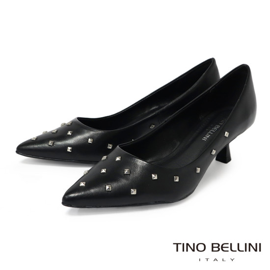 TINO BELLINI 貝里尼 巴西進口個性鉚釘跟鞋FSCT017-1(黑色)