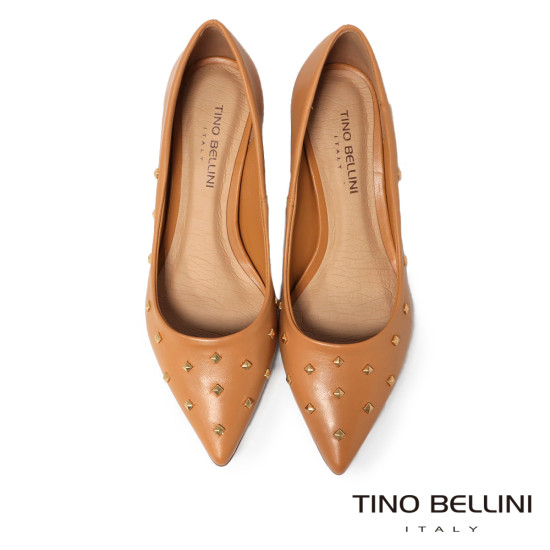 TINO BELLINI 貝里尼 巴西進口個性鉚釘跟鞋FSCT017-9(駝色)