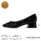 TINO BELLINI 貝里尼 巴西進口復古典雅圓頭漆皮粗跟鞋FSCT019-1(黑色)