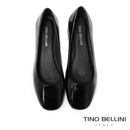TINO BELLINI 貝里尼 巴西進口復古典雅圓頭漆皮粗跟鞋FSCT019-1(黑色)