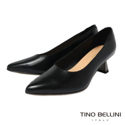 TINO BELLINI 貝里尼 義大利進口素雅真皮尖頭酒杯跟包鞋FSDT014-1(黑色)