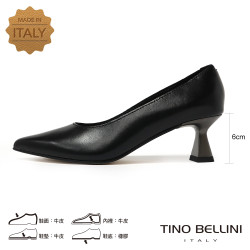 TINO BELLINI 貝里尼 義大利進口素雅真皮尖頭酒杯跟包鞋FSDT014-1(黑色)