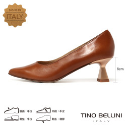 TINO BELLINI 貝里尼 義大利進口素雅真皮尖頭酒杯跟包鞋FSDT014-9(駝色)