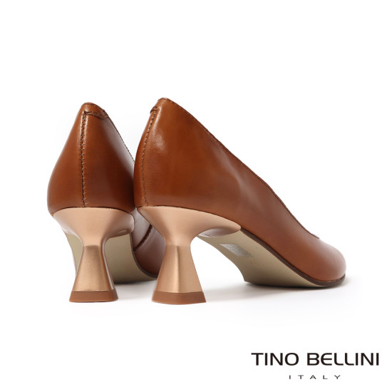 TINO BELLINI 貝里尼 義大利進口素雅真皮尖頭酒杯跟包鞋FSDT014-9(駝色)