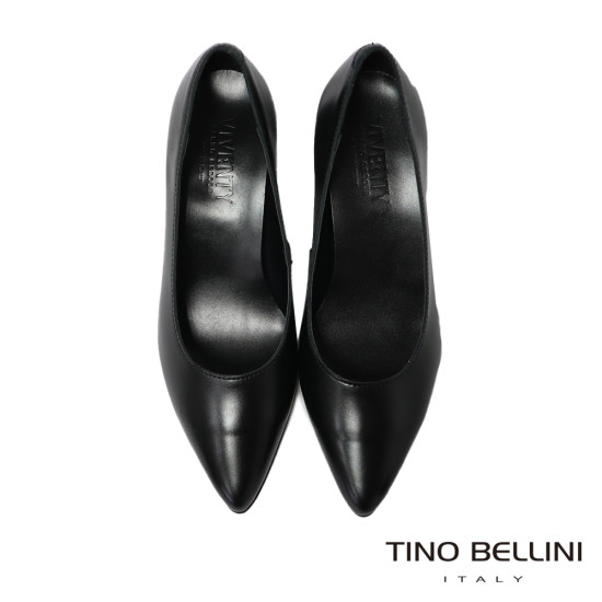 TINO BELLINI 貝里尼 義大利進口真皮尖頭粗跟包鞋FSDV011-1(黑色)