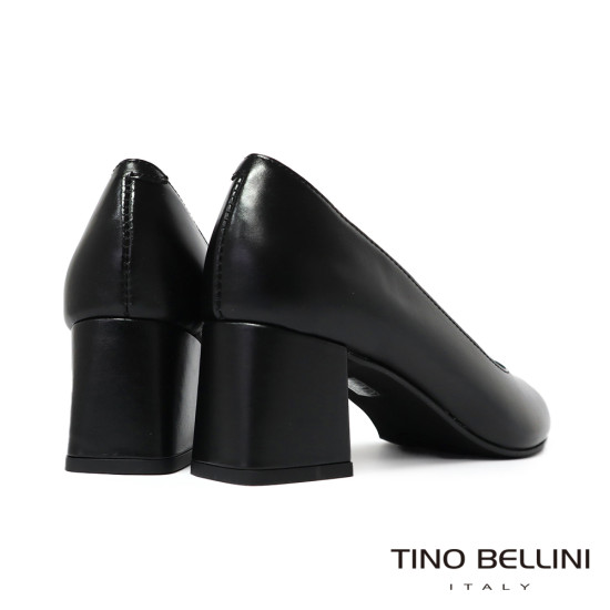 TINO BELLINI 貝里尼 義大利進口真皮尖頭粗跟包鞋FSDV011-1(黑色)