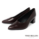TINO BELLINI 貝里尼 義大利進口真皮尖頭粗跟包鞋FSDV011-A(酒紅)