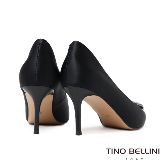  TINO BELLINI 貝里尼 進口尖頭緞面鑽飾細跟高跟鞋FSEV007-1(黑色)
