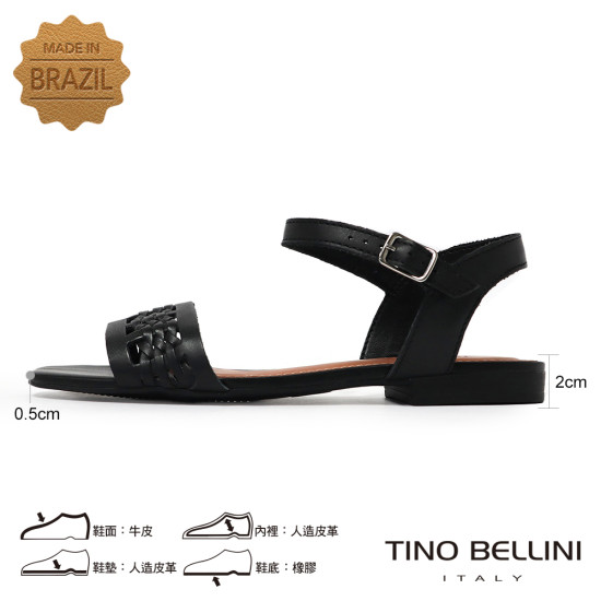  TINO BELLINI 貝里尼 巴西進口編織平底涼鞋FSJT019-1(黑色)