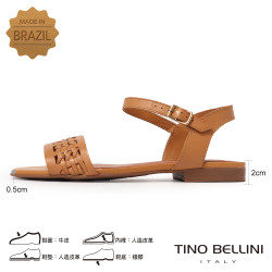  TINO BELLINI 貝里尼 巴西進口編織平底涼鞋FSJT019-9(駝色)