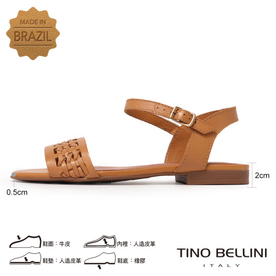  TINO BELLINI 貝里尼 巴西進口編織平底涼鞋FSJT019-9(駝色)