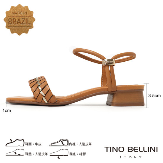 TINO BELLINI 貝里尼 巴西進口優雅一字帶編織涼鞋FSJV008-9(駝色)