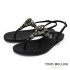  TINO BELLINI 貝里尼 巴西進口波希米亞風寶石T字平底夾腳涼拖鞋FSJV010-1(黑色)