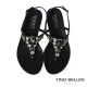  TINO BELLINI 貝里尼 巴西進口波希米亞風寶石T字平底夾腳涼拖鞋FSJV010-1(黑色)