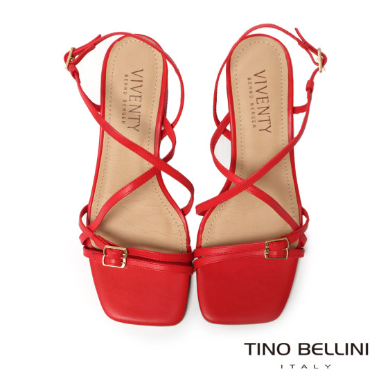 TINO BELLINI 貝里尼 巴西進口優雅繞帶扣飾造型方頭高跟涼鞋FSLV008-2(紅色)
