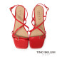 TINO BELLINI 貝里尼 巴西進口優雅繞帶扣飾造型方頭高跟涼鞋FSLV008-2(紅色)