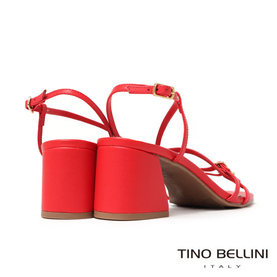 TINO BELLINI 貝里尼 巴西進口優雅繞帶扣飾造型方頭高跟涼鞋FSLV008-2(紅色)