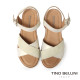 TINO BELLINI 貝里尼 進口真皮交叉質感繞帶厚底涼鞋FSNT021-3(米色)