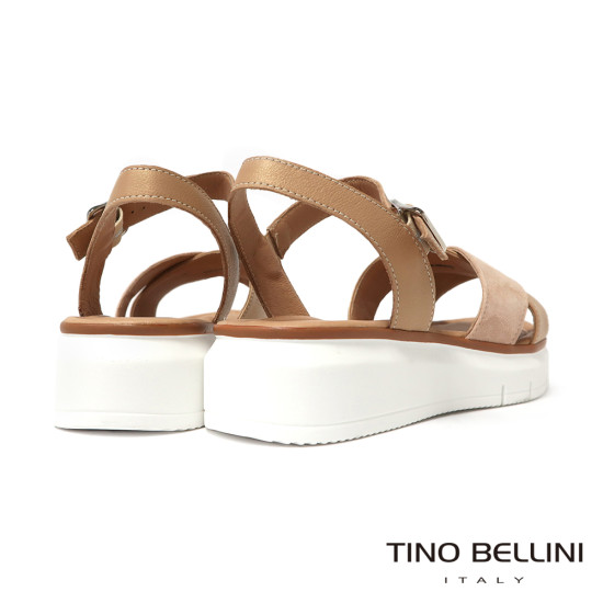 TINO BELLINI 貝里尼 進口真皮交叉質感繞帶厚底涼鞋FSNT021-9(駝色)