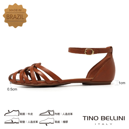 TINO BELLINI 貝里尼 巴西進口編織包趾涼鞋FSWV002-9(駝色)