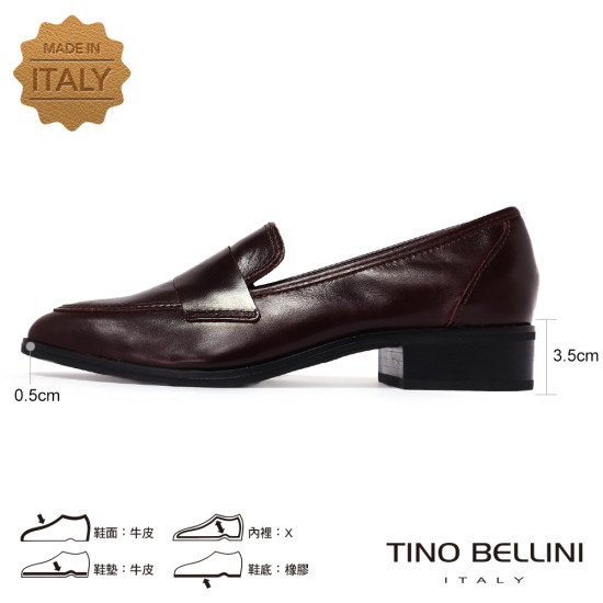 TINO BELLINI 貝里尼 義大利進口 尖頭樂福鞋FWCT026H-A(酒紅色)