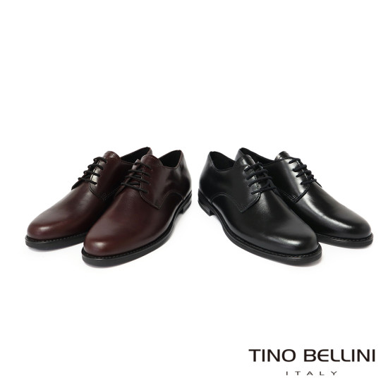 TINO BELLINI 貝里尼 義大利進口經典素面牛皮綁帶牛津鞋FWHV002A-A(酒紅)
