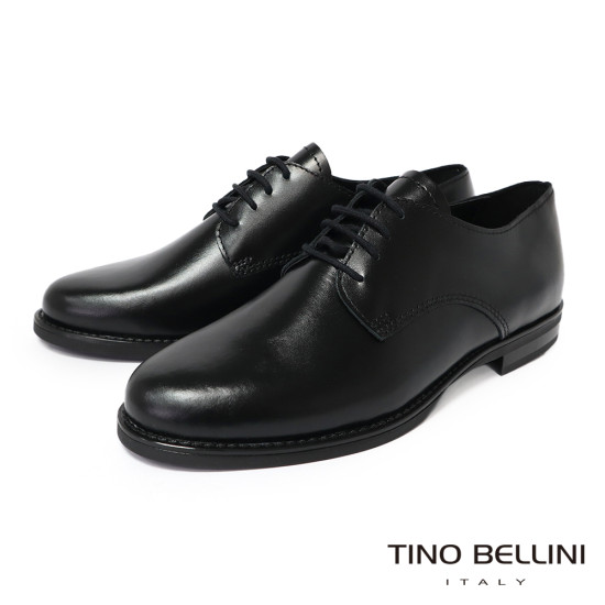 TINO BELLINI 貝里尼 義大利進口經典素面牛皮綁帶牛津鞋FWHV002A-1(黑)