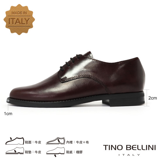 TINO BELLINI 貝里尼 義大利進口經典素面牛皮綁帶牛津鞋FWHV002A-A(酒紅)